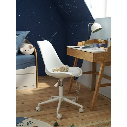 Chaise De Bureau Enfant À Roulettes Blanc
