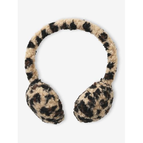 Cache-Oreilles Fille En Sherpa Imprimé Léopard Et Doublés Polaire Beige