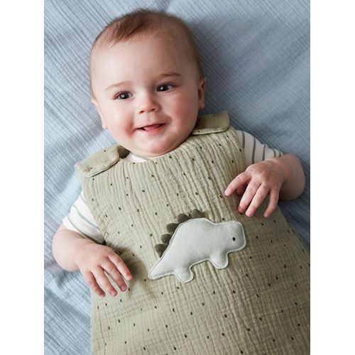 Gigoteuse Sans Manches En Gaze De Coton Petit Dino Kaki