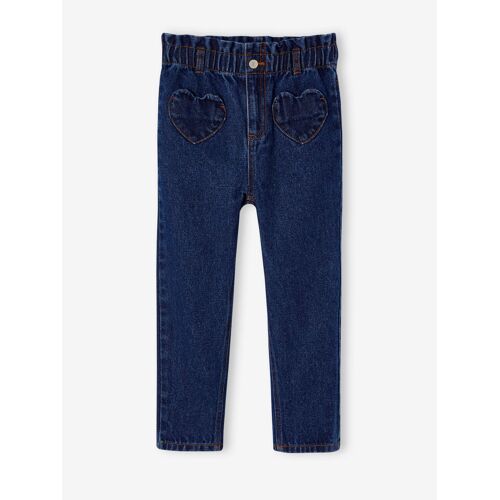 Jean Paperbag Fille Poches Coeur Denim Brut