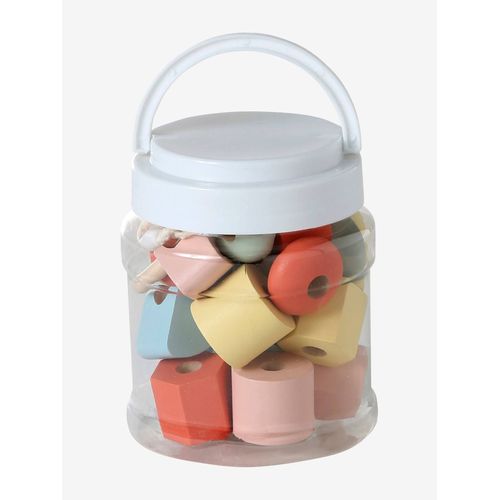 Baril de grosses perles en bois FSC® multicolore
