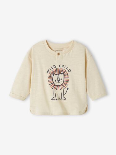 T-Shirt Motif Animal Bébé Manches Longues Écru