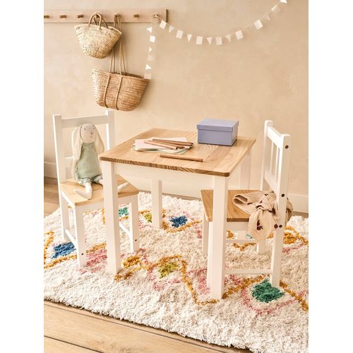 Ensemble Table + 2 Chaises En Bois Blanc