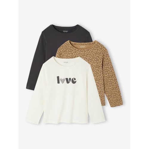 Lot De 3 T-Shirts Fantaisie Fille Manches Longues Anthracite