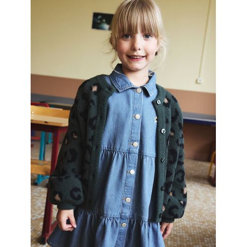 Gilet Motif Animalier En Maille Mousseuse Fille Vert