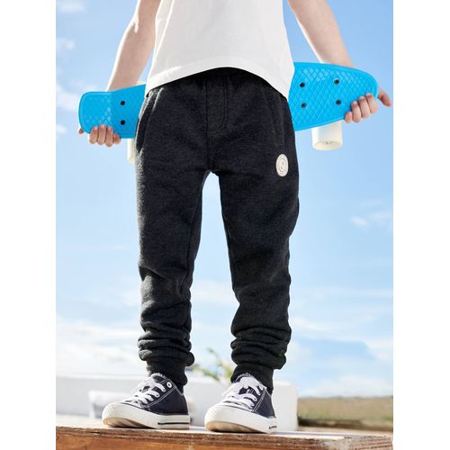 Pantalon Jogging Garçon En Molleton Noir Chiné