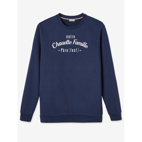 Sweat Homme Notre Chouette Famille Collection Capsule Fabrication Française Marine Grise