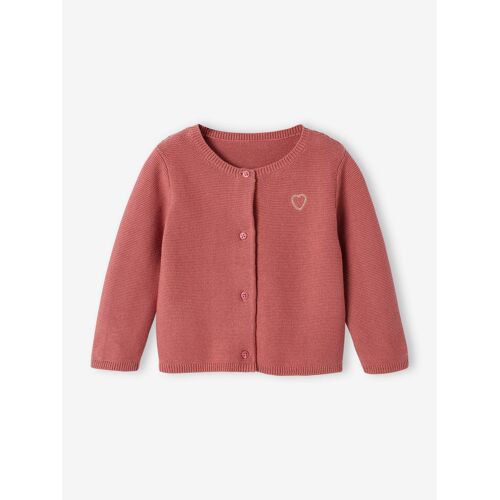 Cardigan Broderie Dorée Coeur Bébé Vieux Rose