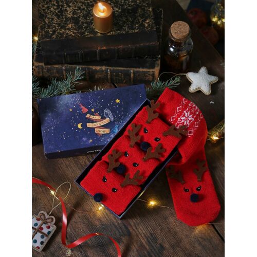 Pack Chaussettes Noël Fille Enfant + Adulte Rouge Foncé Imprimé