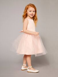 Robe De Cérémonie Fille En Satin Et Tulle Rose Poudré