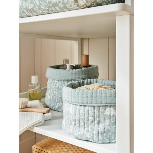 Lot de 2 petits paniers de rangement réversibles DANS LES BOIS vert sauge