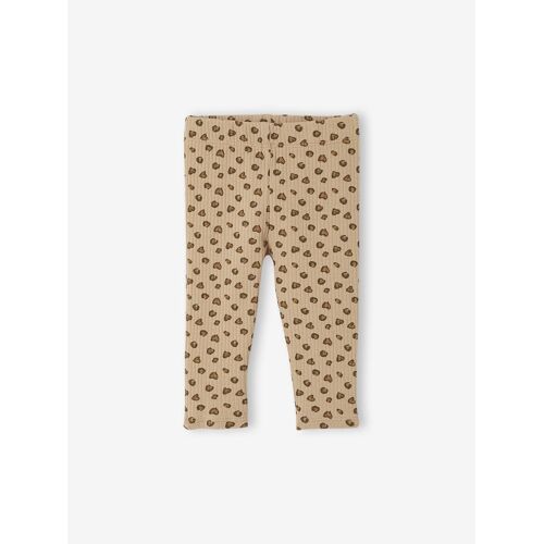Legging Bébé Léopard En Maille Côtelée Taupe