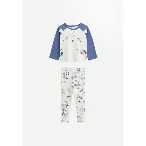 Pyjama Enfant 2 Pièces Avec Pieds Retroussables Mexico Bleu