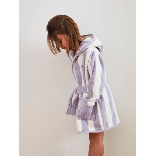 Peignoir De Bain Enfant Rayures Transat Capsule Famille Personnalisable, Avec Coton Recyclé Rayé Violet