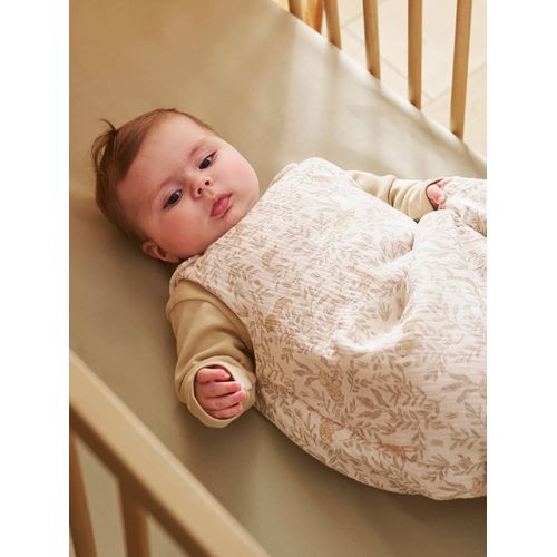 Gigoteuse Sans Manches En Gaze De Coton Personnalisable Babylon Beige Imprimé