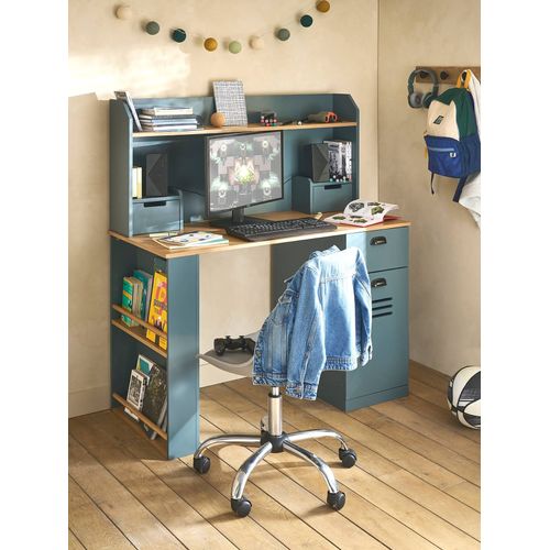 Bureau Enfant/Ado Avec Rangement - Mistral Bleu Grisé