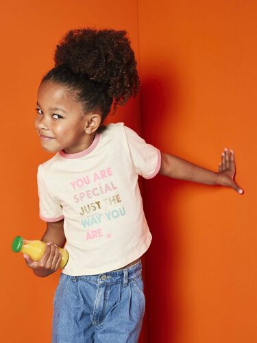 T-Shirt À Message Manches Courtes Fille Écru