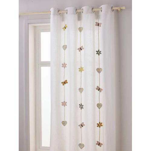 Rideau Guirlande À Oeillets Tamisant Papillons Et Fleurs Champêtre Écru