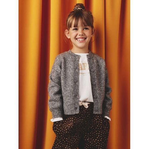 Gilet En Maille Mousseuse Fille Gris Chiné