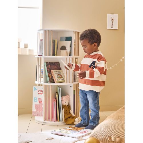 Bibliothèque Tournante 3 Étages Blanc