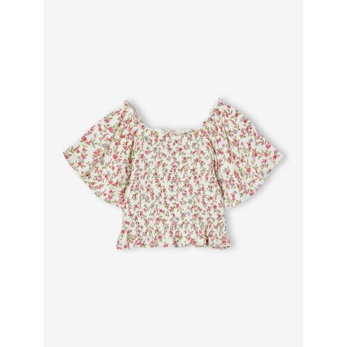 Tee-Shirt À Smocks Motifs Fleurs Fille Multicolore
