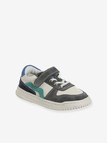 Basket Enfant Garçon Collection Maternelle Cuir Scratchs Et Lacetslastiqués Lot Blanc