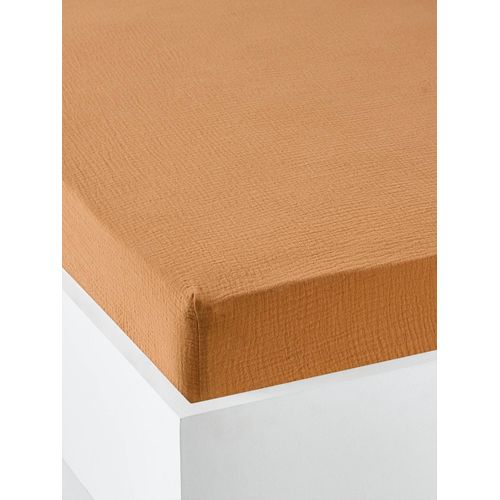 Drap Housse Bébé Uni En Gaze De Coton Bio* Ocre