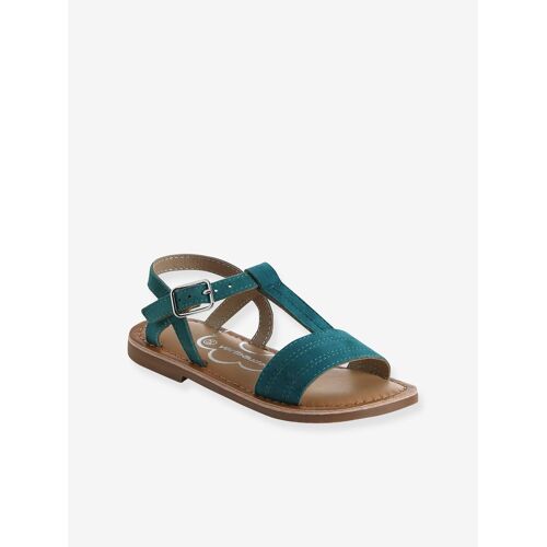 Sandales Cuir Fille Collection Maternelle Turquoise