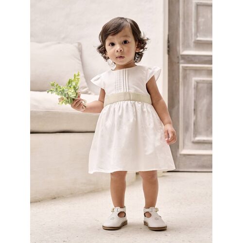 Robe Cérémonie Bébé Ceinture Nouée Au Dos Blanc