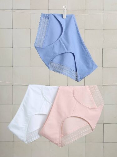 Lot De 3 Culottes De Grossesse Bord Dentelle Rose