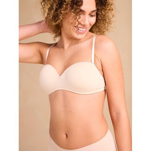 Soutien-Gorge Bandeau Multipositions Grossesse Livré Avec Bretelles Transparentes Beige Chiné