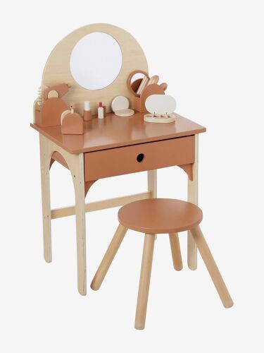 Coiffeuse + tabouret avec accessoires en bois FSC® caramel