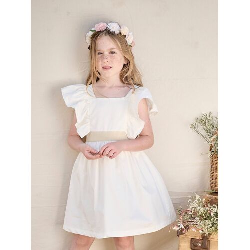 Robe De Cérémonie À Ceinture Dorée Fille Blanc