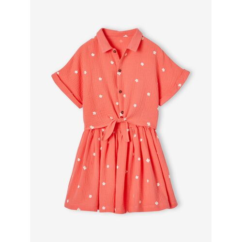 Ensemble Blouse À Nouette Et Jupe Fille Corail