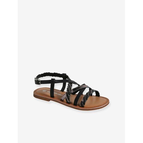 Sandales Brides Croisées Cuir Junior Lot Noir