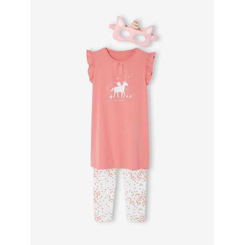 Ensemble Fille Chemise De Nuit Legging Masque Pochon Nuit Magique Rose