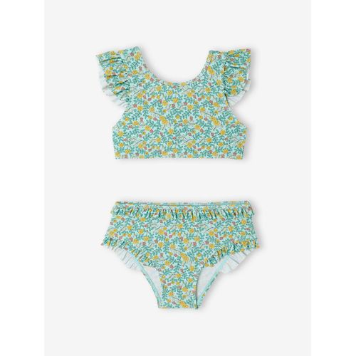 Maillot De Bain 2 Pièces Fleuri Fille Bleu Ciel Imprimé