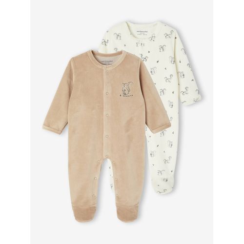 Lot De 2 Pyjamas Bébé Mixtes En Velours Beige