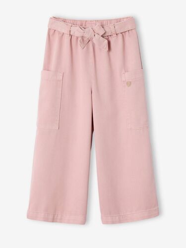 Pantacourt Large En Lyocell Fille Rose