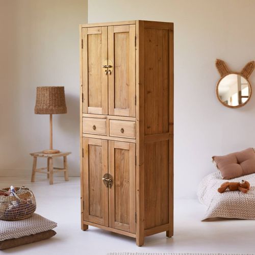 Armoire Enfant En Bois De Pin Massif Recyclé Yuki Naturel Naturel