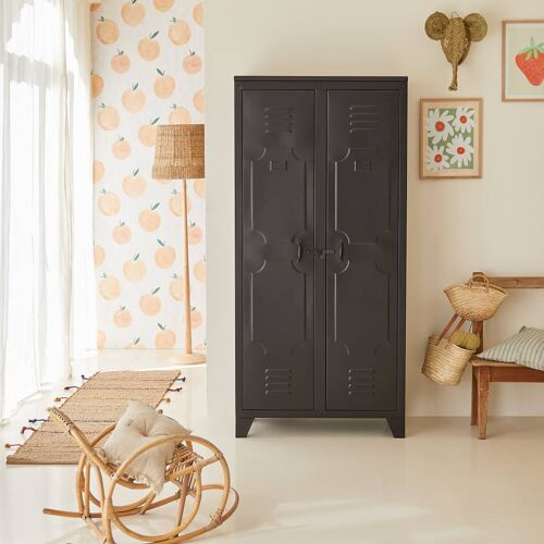 Armoire Industriel Enfant En Métal 180 Cm Noir