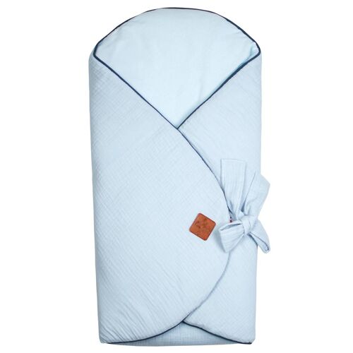 Couverture D'emmaillotage Évolutive En Gaze De Coton Jeanne Bleu