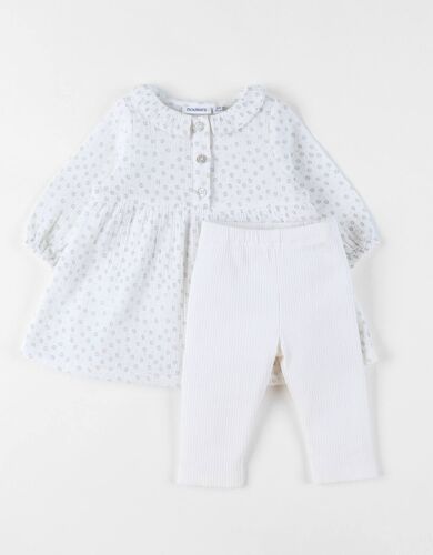 Ensemble Robe Et Legging Mousseline De Coton Blanc