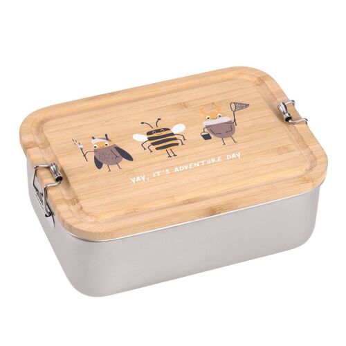 Boîte À Goûter En Inox Et Bambou Multi-Coloured