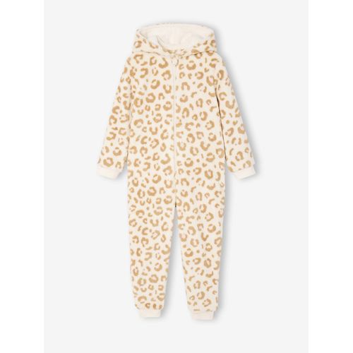 Surpyjama Fille Sherpa Léopard Beige