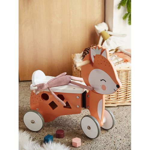 Porteur Coffre Renard En Bois Fsc® Marron Moyen Uni Avec Decor