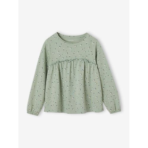 T-Shirt Blouse Imprimé Manches Longues Fille Vert De Gris