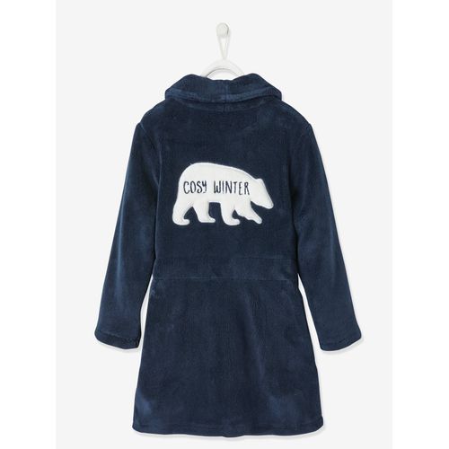 Robe De Chambre En Maille Polaire Garçon Bleu Fonce