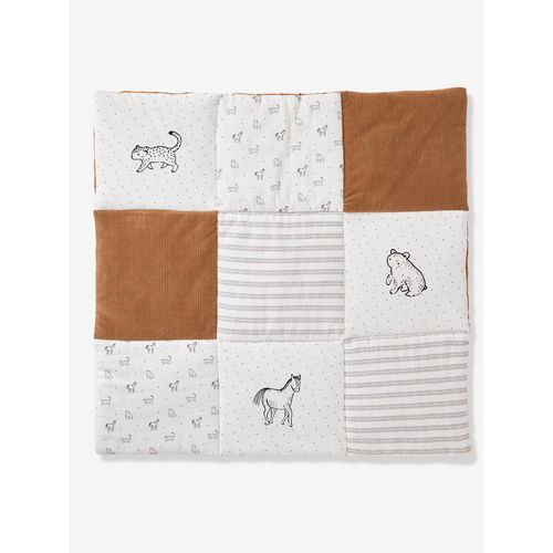Tapis De Sol / Fond De Parc Patchwork Coton Et Velours Petit Nomade Écru / Camel