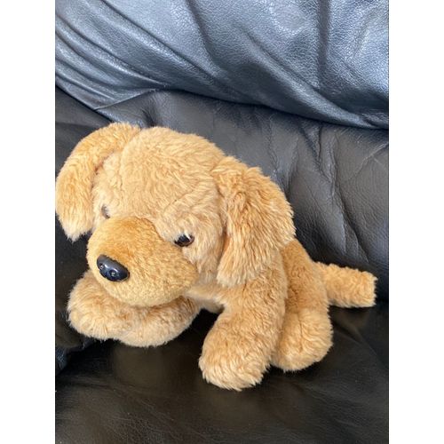 Doudou peluche chien labrador vintage allongé 26cm